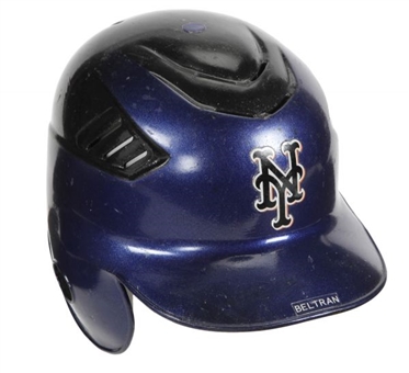 2007 Carlos Beltran Game Worn Black and Blue New York Mets Batting Helmet (Steiner)